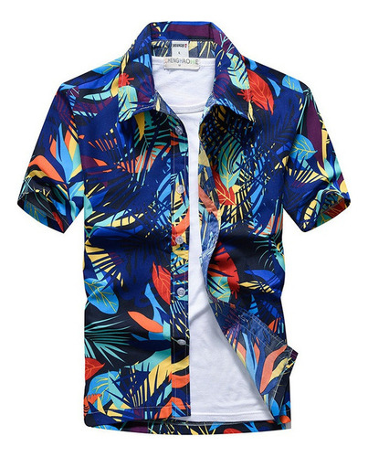 Camisa De Manga Corta Para Hombre Blusa Floral De Talla Gran