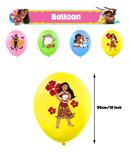 Set Moana Globos De Decoración para fiestas Cumpleaños 30pcs