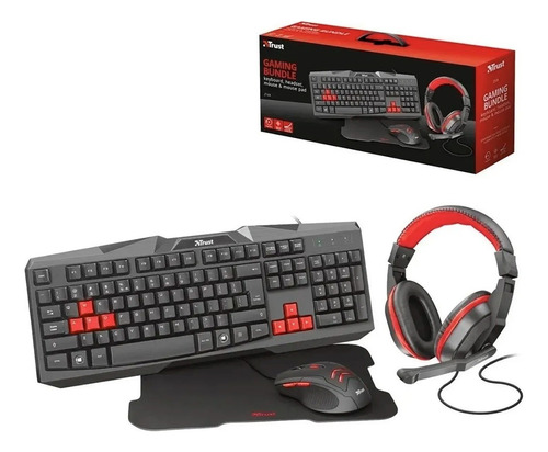 Combo 4 En 1 Trust Gaming Ziva Mouse Auri Teclado Pad Gamer