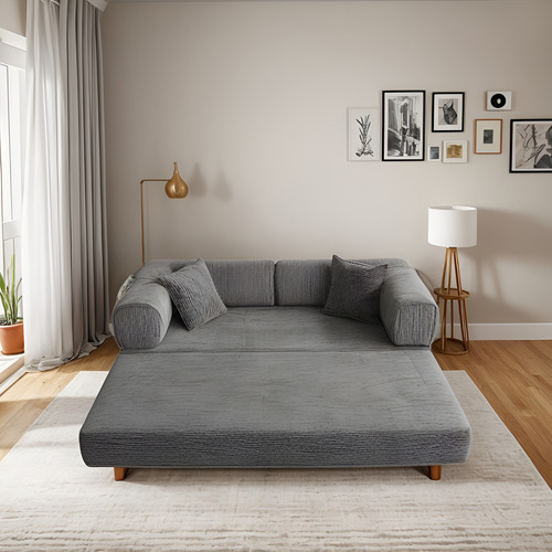 Sillon Teddy Sofa Cama En Caja 180x100x70cm 35kg/m3 Alta Den Gris Oscuro