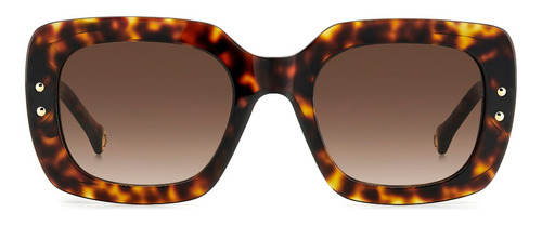 Lentes De Sol Carolina Herrera Her 0186/s C9kha Lente Marrón Varilla Carey Armazón Carey Diseño Rectangular