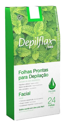 576 Folhas Pronta Cera Depilatória Facial Hortelã Depilflax