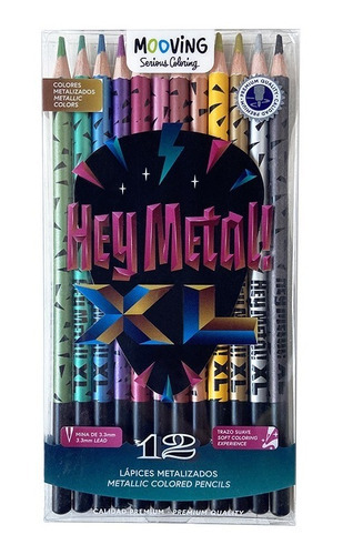 Imagen 1 de 7 de Lapices Metalizados Mooving Hey Metal Xl X 12 Colores