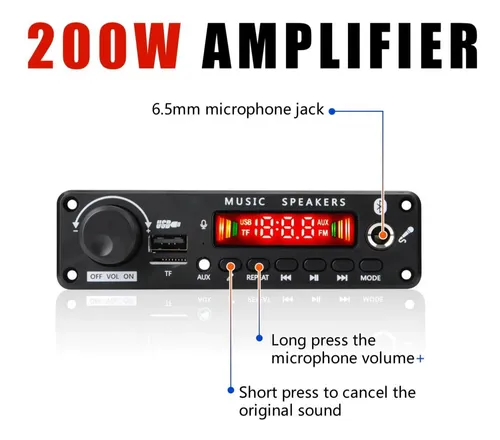 Modulo Módulo Amplificador Bluetooth 200w Usb Fm Mp3 12v Tpa