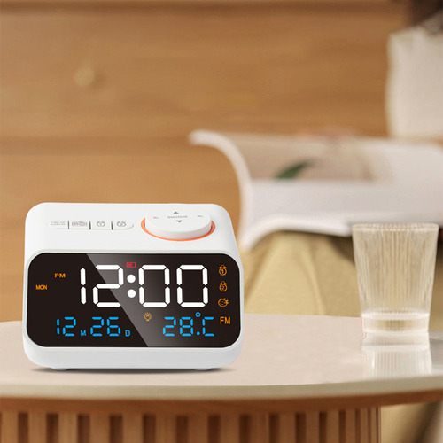 Despertador Digital Led Com Função De Rádio Fm, Higrômetro