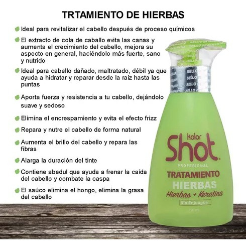 Tratamiento Hierbas Cabello Teñido + Keratina Kolor Shot
