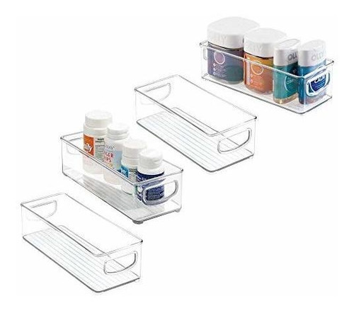 Mdesign Stackable Plastic Storage Bin Caddy With Handles - O