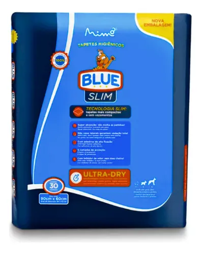 Tapete Higiênico Cães Expet Blue Slim Premium 30unidades 90x60cm