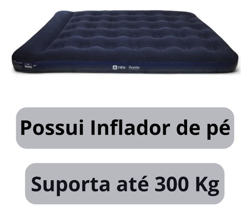 Colchao Inflável Casal Zenite Com Inflador De Pé Nautika