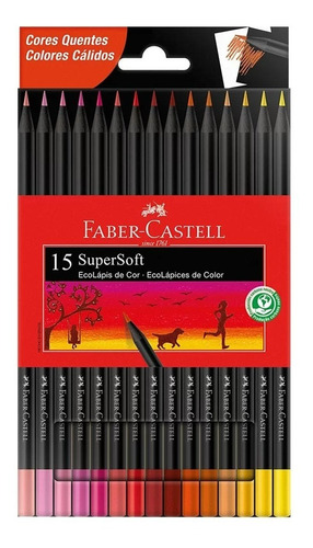 Lapis De Cor 15 Cores Quentes Super Soft Faber Castell