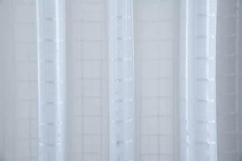 Cortina 3,00x2,80 Voil Xadrez Tecido Microfibra Quarto Sala Branco