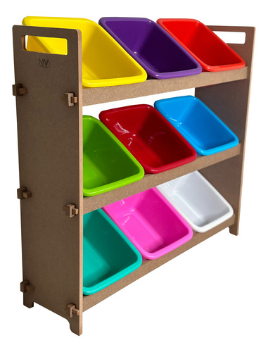 Kit De Juguetero Organizador 9 Espacios + Librero Revistero Colores