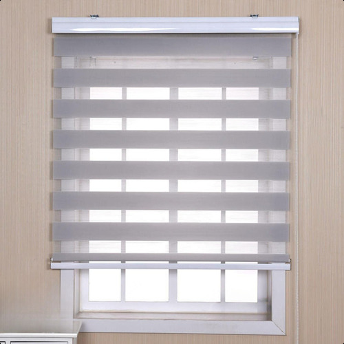Persiana Rolo Double Vision Zebra 1,60a X 1,60l Cinza Claro