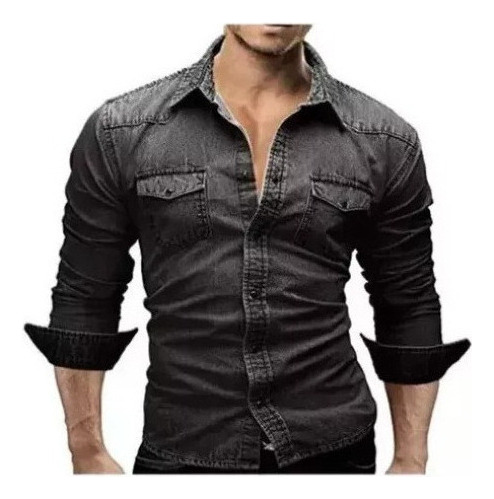 Ropa Casual Tallas Grandes Camisa Vaquera Manga Larga