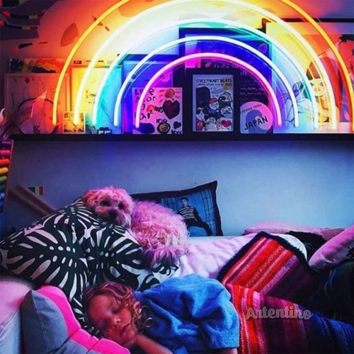 Imagen 3 de 9 de Cartel Neon Led Lampara Luz Arcoiris App Bluetooth Efectos