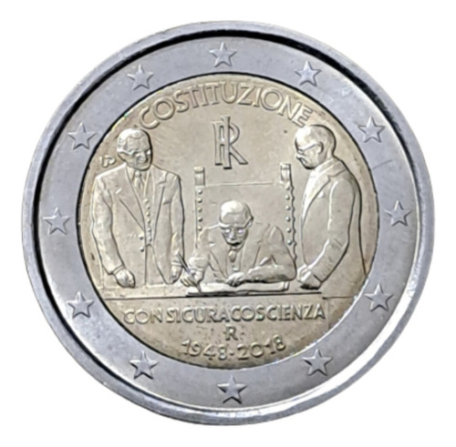 Italia Moneda 2 Euro Conmemorativa 2018 Constitucione. Exc