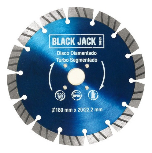 Disco Diamantado Turbo Segmentado 115 Mm Black Jack X 1 Unid Color Azul