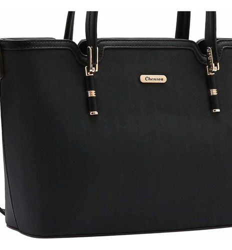 Bolsa Feminina Média Transversal Ombro Mão Chenson Original Cor Preto Elegante