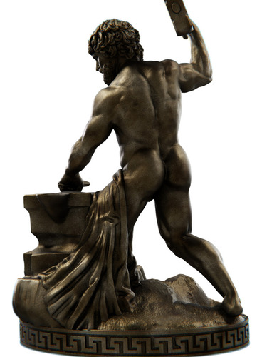 Estátua Hefesto Deus Vulcano Estatueta Resina Cor Cor ouro velho
