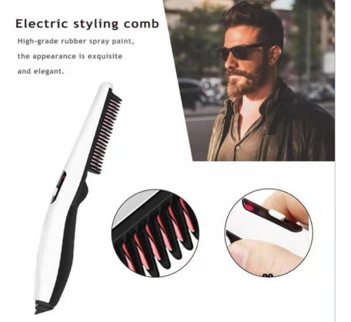 Pente De Estilo Elétrico 2 Em 1, Alisador De Barba