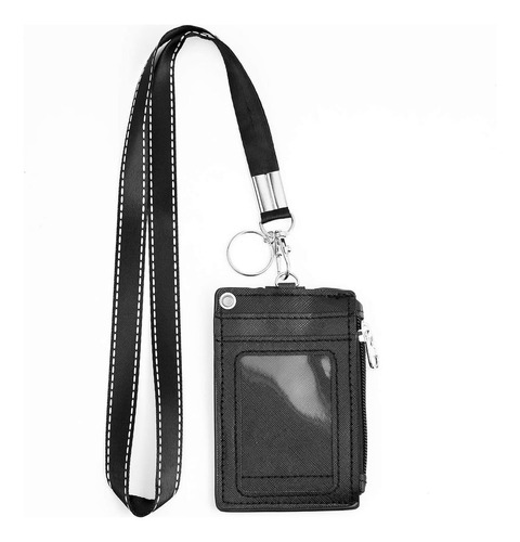 Pu Leather Badge Holder With Lanyard Id Credit Card Holder W