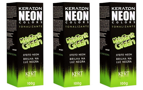 Coloraçao Keraton Neon Colors Kriptonit Green 100g-kit C/3un