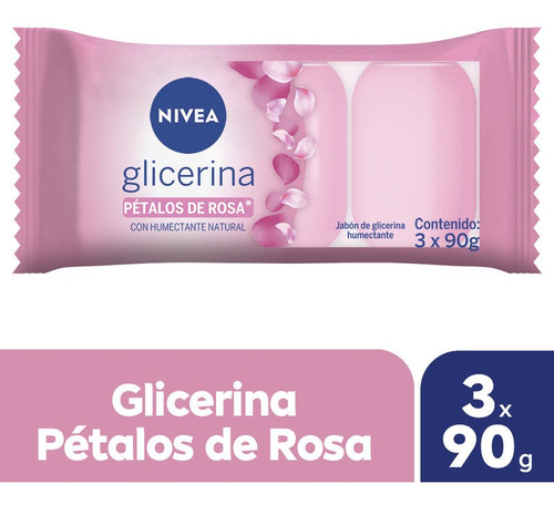 Jabon De Glicerina Petalos De Rosa Nivea Flow Pack 3 X 90 Gr