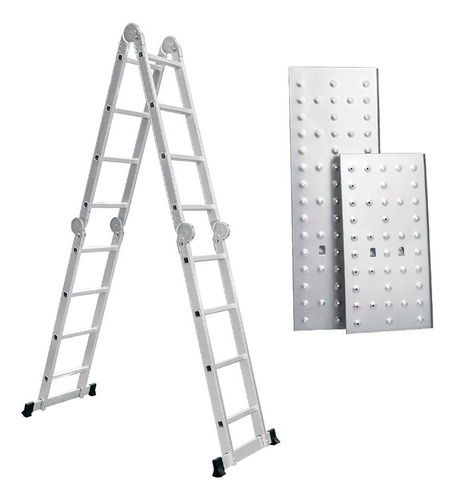 Escalera Andamio Aluminio 4.4 Mts 16 Escalones + Chapones