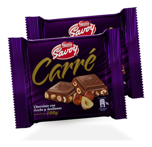 Imagen 1 de 1 de Savoy® Carré Chocolate Con Avellanas - 2 Unidades De 100g