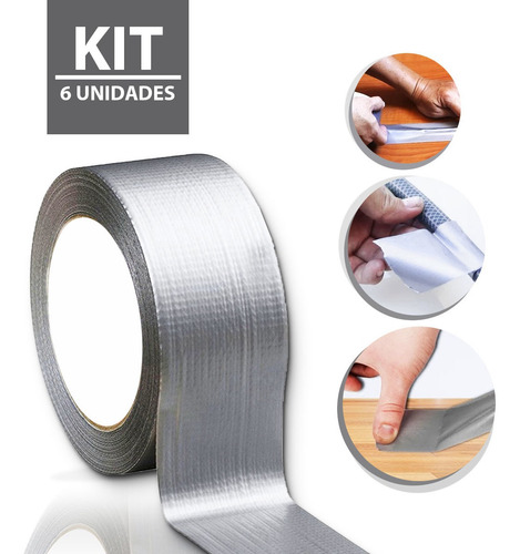 Fita Silver Tape Adesiva Multiuso 48mm X 10m Kit 6 Unidades
