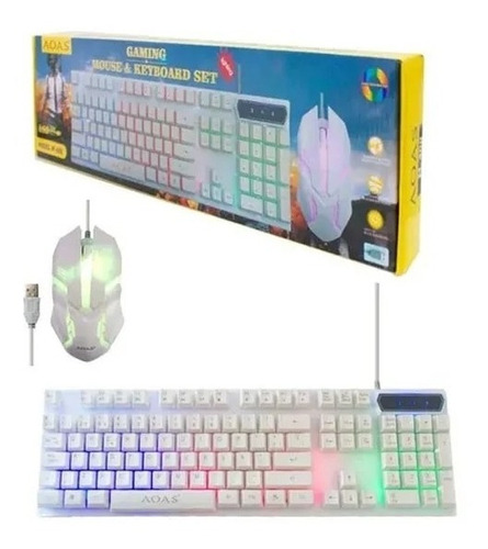 Kit Teclado Y Mouse Gamer Luminoso Luces Led Usb Pc Laptop