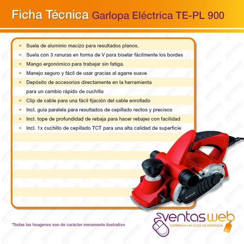 Imagen 6 de 7 de Cepilladora Garlopa Einhell De Mano 900w 82mm + Repuesto