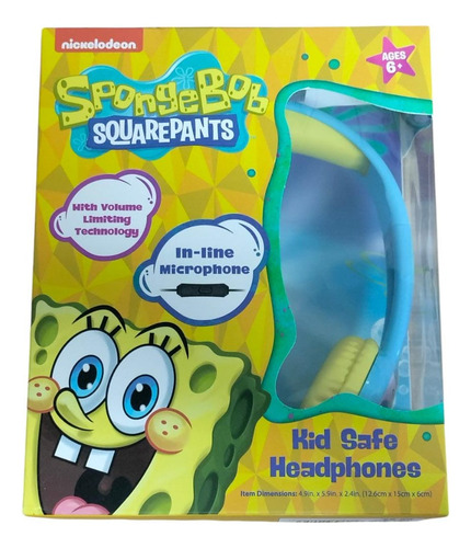 Audifonos Con Microfono Bob Esponja Para Niños *sk Color Azul