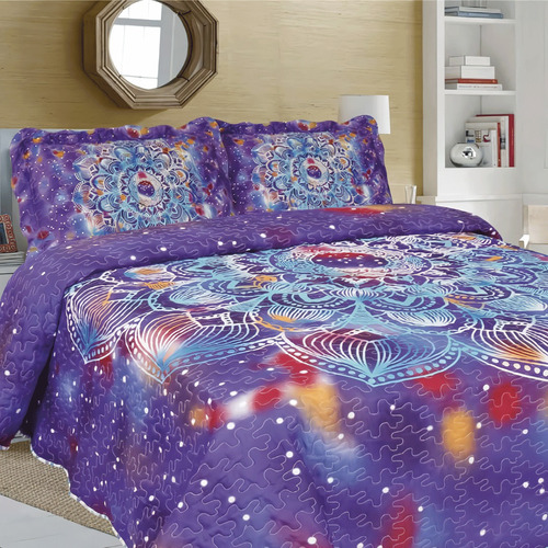 Cubre Cama Edredón Plumón Verano Estampado Diseño 811 2plaza