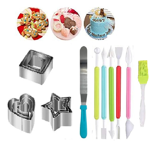 Set De Reposteria Decoracion De Pasteles Brocha Espatula 16p