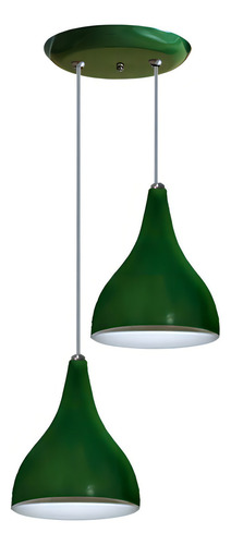 Lustre Duplo Colorido Modelo Funil - Para Mesa De Jantar Cor Verde Voltagem