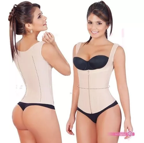 Salome 0314 Zip Waist Trainer Vest Faja Colombiana Chaleco Cinturilla  Reductora de Mujer Beige M