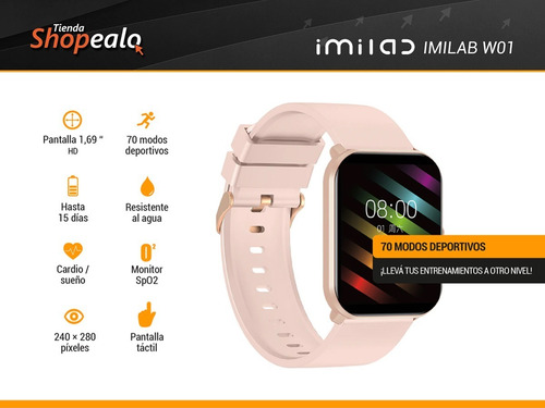 Imagen 2 de 9 de Smartwatch Reloj Inteligente Imilab W01 Color Rosa Spo2 -*