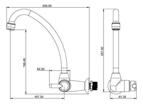 Torneira Em Abs Para Cozinha De Parede Cromada Lorenzetti