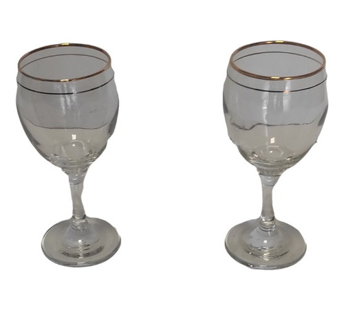 Set X2u Copas De Vino Vidrio Doradas Impecables