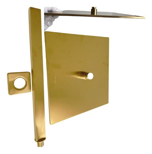 Ducha Quadrada De Parede Dourado Fosco 20x20 Aço Inox 304 Acabamento Escovado Cor Ouro Escovado