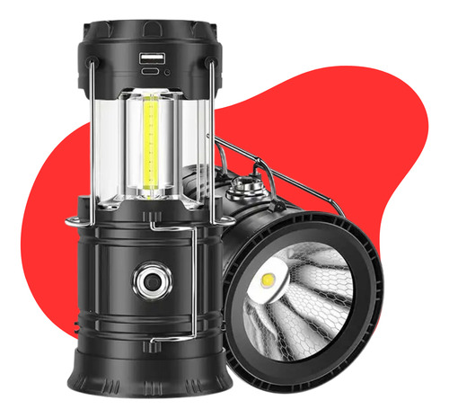 Lanterna Recarregável Led Lampião Solar Camping Pesca Mecanico