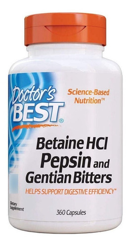 Betaina Hcl + Pepsina 360 Capsulas Optimiza La Digestión 