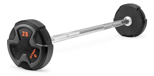 Barra Reta De Peso Montada Vollo 25kg Academia Musculação Cor Preto, Cinza e Cromado