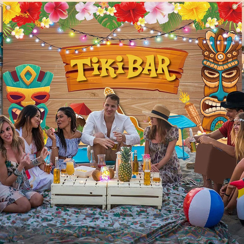 Pano De Fundo Tiki, Banner Havaiano, Decoração De Festa