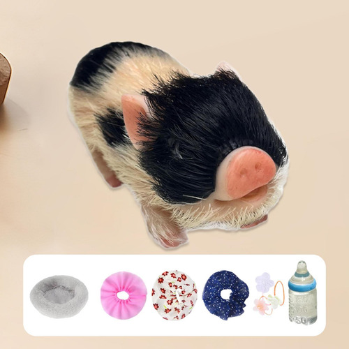 Animal Bonito Porco Boneca Silicone Porco Reborn Porco Preto