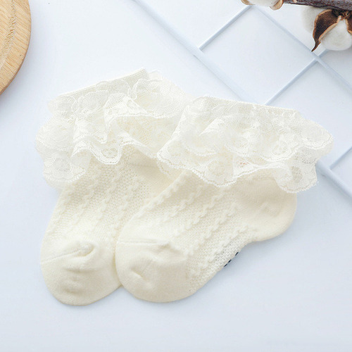 5 Pares De Calcetines De Encaje Con Volantes Para Niñas,
