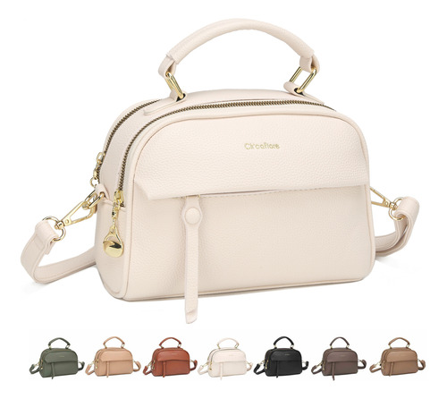 Bolsas Médias Importadas De Mão E Transversal De Pu Bege