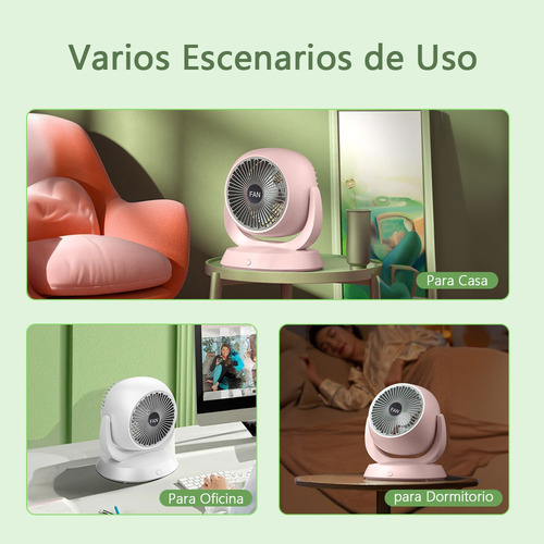 Ventilador De Escritorio Portátil Recargable 3 Velocidades 23.5 Cm N/a Blanco Gris Plástico 3