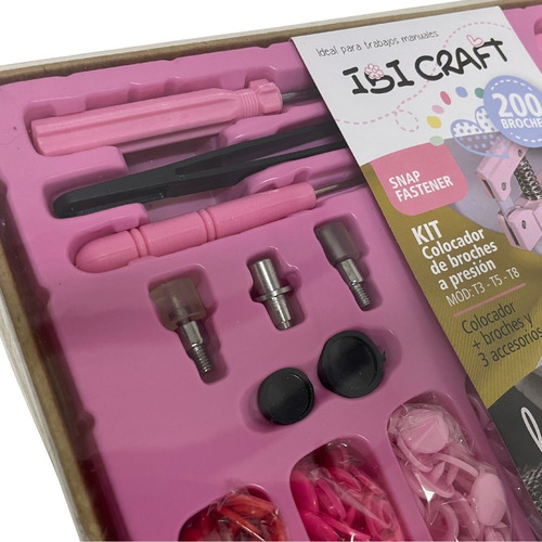 Set De Prensado Ibi Craft P/ Aplicación De Botones A Presión Rosa Lisa